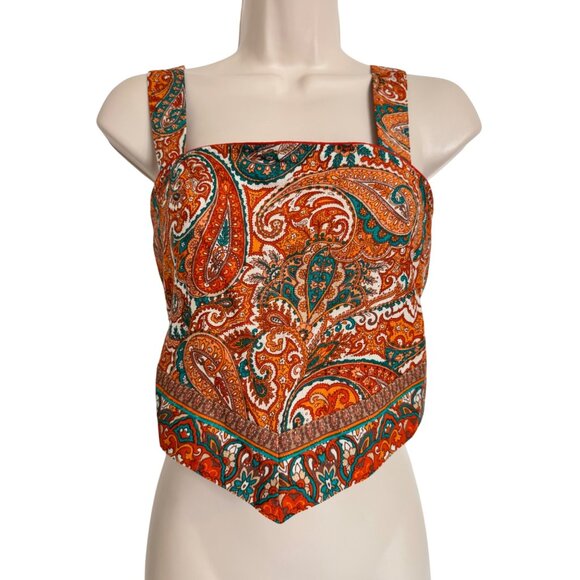 Band Of Free Cropped Tank Size XS Adjustable Straps Tie Back NWT $68 Orange - Picture 6 of 6